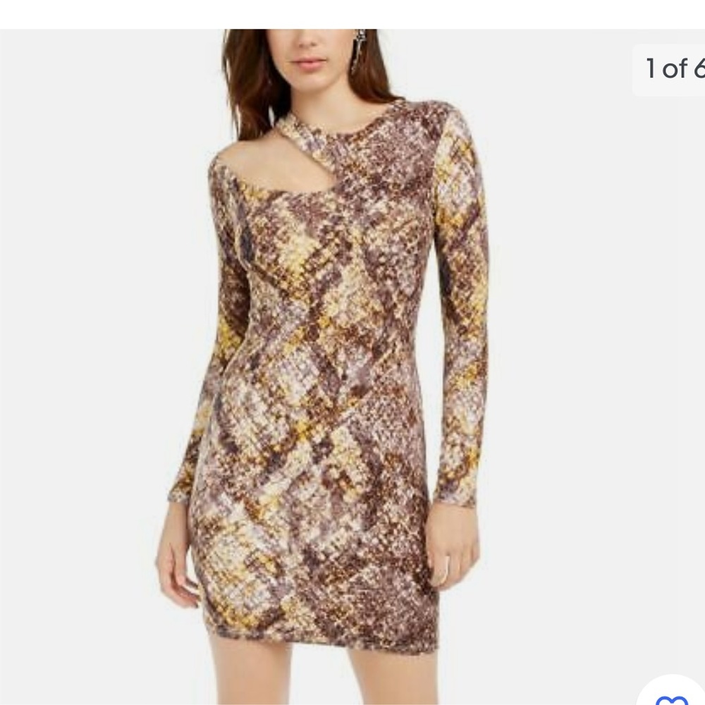 NWT GUESS Women's Printed Asymmetric Cutout Bodycon Dress